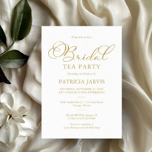 Invitación Sencilla fiesta de té nupcial con escritura elegan