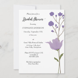 Invitación Sencilla Floral, Morada Floral Bridal Shower