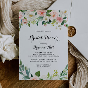 Invitación Sencilla Floral Verde Foliage Bridal Shower