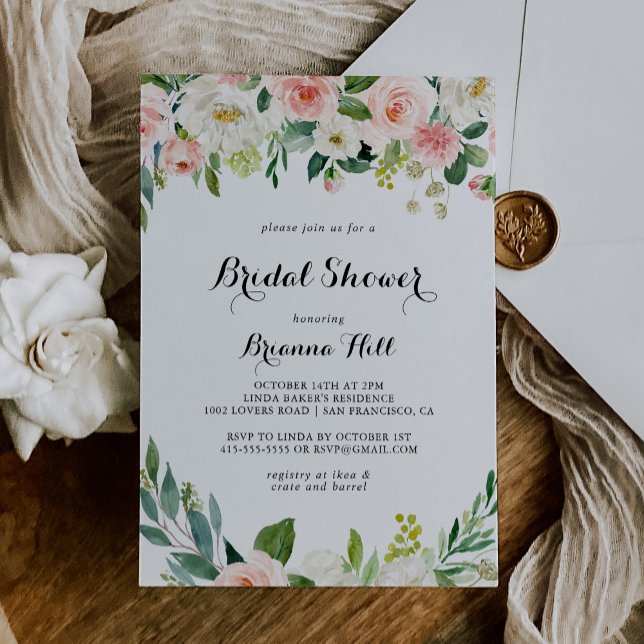 Invitación Sencilla Floral Verde Foliage Bridal Shower (Subido por el creador)