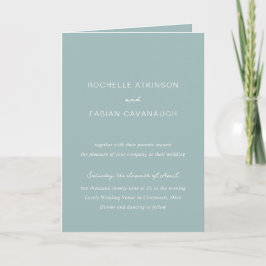 Invitación Sencilla Foto Azul Silenciada Boda Elegante