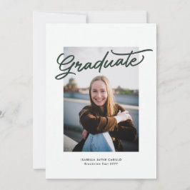 Invitación Sencilla foto de graduación verde moderna de gradu