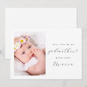 Invitación Sencilla Foto de Propuesta de Madrina con Letra Ne