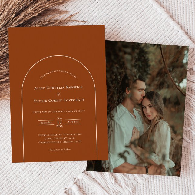 Invitación Sencilla foto del Boda de Terracotta del Arco Boho (Subido por el creador)