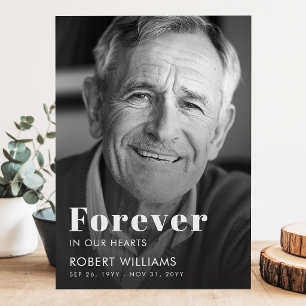 Invitación Sencilla Foto Funeral Por Siempre en Nuestros Cora