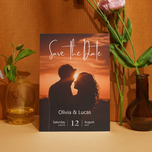 Invitación Sencilla Foto Moderna De Sun Save The Date Boda (Sunshine Photo Save The Date Wedding Invitation)