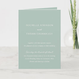 Invitación Sencilla Foto Verde Silenciada Boda Elegante