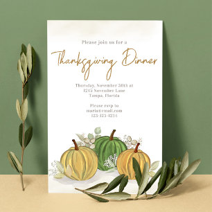 Invitación Sencilla Goura de Calabaza de color de agua otoñal