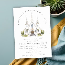 Invitación Sencilla Iglesia Católica de Acuarela Ducha