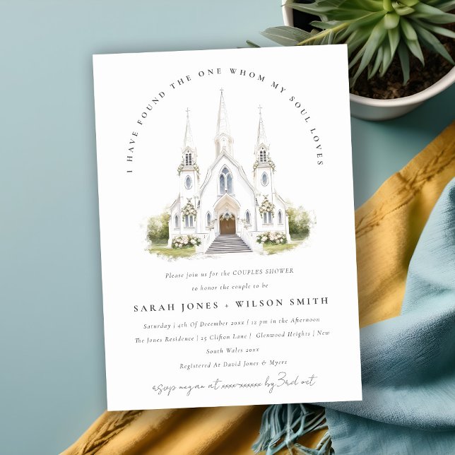 Invitación Sencilla Iglesia Católica de Acuarela Ducha (Subido por el creador)