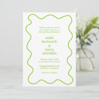 Sencilla Lime Green Squiggle Frame Moderno Boda