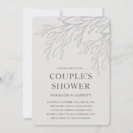 Invitación Sencilla Línea Gris Art Elegante Ducha Parejas