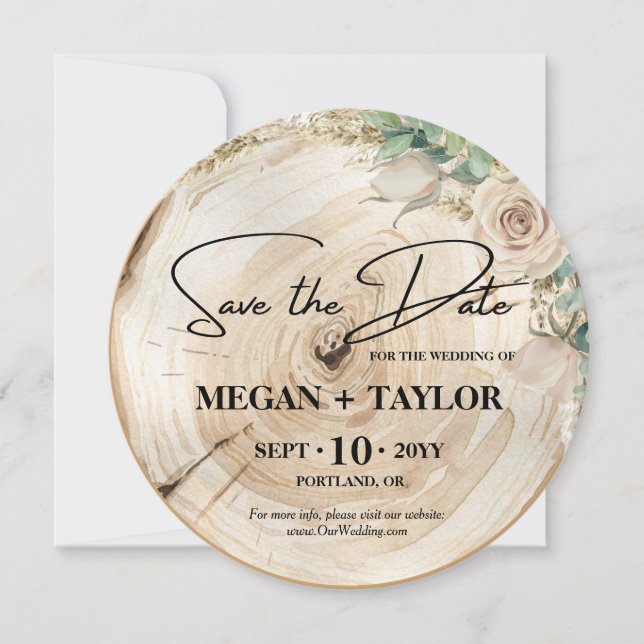 Invitación Sencilla madera rústica Salva al Boda de fotos de  (Anverso)