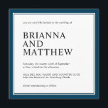 Invitación Sencilla Marina Cuadrada Clásica y Boda Blanco<br><div class="desc">Sencillo y de buen gusto, este diseño cuadrado de invitación a la boda tiene un borde doble azul marino con un fondo blanco central. Los emparejamientos de texto son nítidos y elegantes, con énfasis en los nombres de la novia y del novio, que aparecen en grandes letras. El esquema de...</div>
