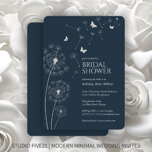 Invitación Sencilla Marina Moderna Blue Dandelion Bridal Show