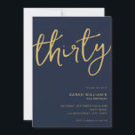 Invitación Sencilla Marina Moderna Oro 30 cumpleaños<br><div class="desc">Simple y moderna invitación a la fiesta de cumpleaños número 30 con diseño minimalista con elegante tipografía manuscrita.</div>