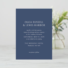 Invitación Sencilla marina y crema moderna Boda