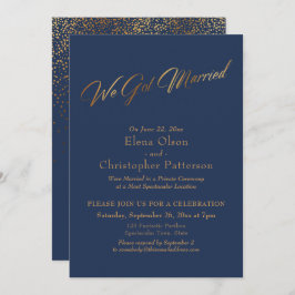 Invitación Sencilla Marina y Oro Conseguimos Confetti Con Gui