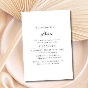 Invitación Sencilla Miss Blanca y Negra a la señora Bridal Sh