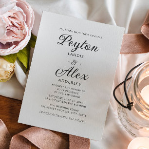 Invitación Sencilla Moderna Elegante Boda Novia Novio Crema 