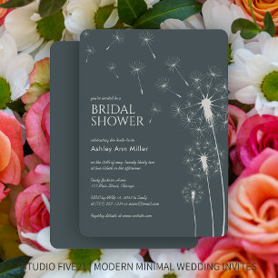 Invitación Sencilla moderna pizarra gris Dandelion Bridal Sho