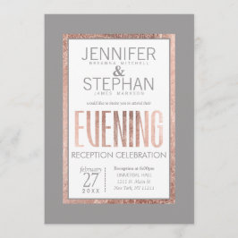 Invitación Sencilla recepción gris pizarra con marco dorado R