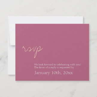 Invitación Sencilla respuesta de RSVP de boda con brillo rosa