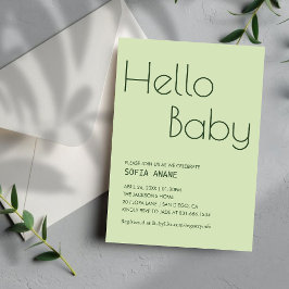 Invitación Sencilla saludo Bebé Sage Verde Género Neutral