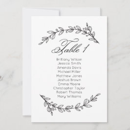 Invitación Sencilla tabla de asientos boda floral. Cuadro 1