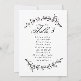 Invitación Sencilla tabla de asientos boda floral. Cuadro 8