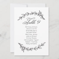 Sencilla tabla de asientos boda floral. Cuadro 9