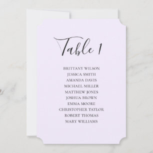 Invitación Sencilla tabla de asientos boda púrpura. Guión mod