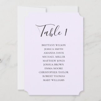 Invitación Sencilla tabla de asientos boda púrpura. Guión mod