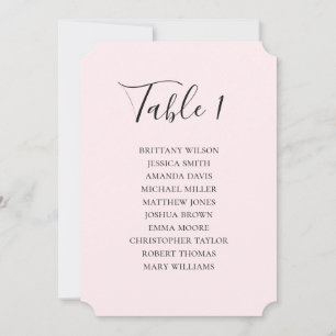 Invitación Sencilla tabla de asientos de boda rosa. Guión mod