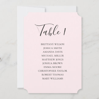 Invitación Sencilla tabla de asientos de boda rosa. Guión mod
