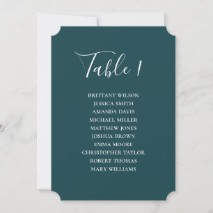 Invitación Sencilla tabla verde azulada de asientos para boda