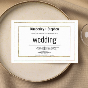Invitación Sencilla tipografía moderna de boda en negro, blan