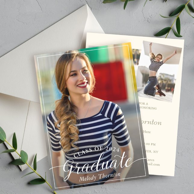 Invitación Sencilla Típografía Moderna Graduación Parte 3 Fot (Subido por el creador)