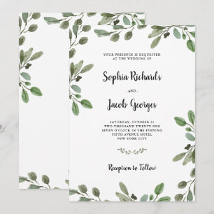 Invitación Sencilla vegetación acuática  Boda elegante