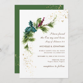 Invitación Sencilla vegetación de invierno Boda cristiano mod