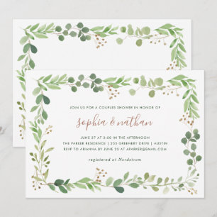 Invitación Sencilla vegetación   Ducha de parejas