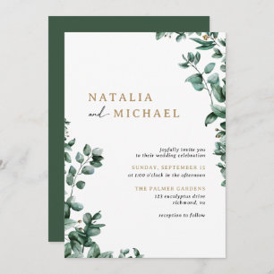 Invitación Sencilla vegetación eucalipta moderna   Boda Casua