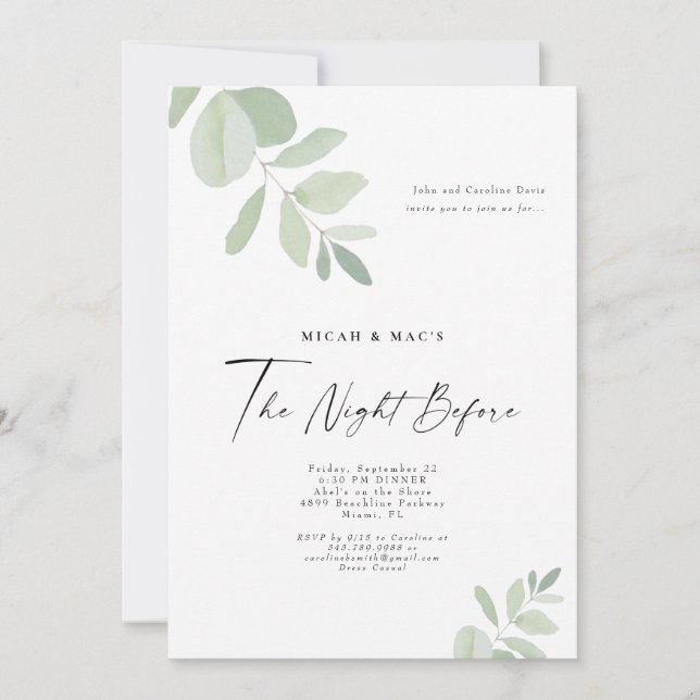 Invitación Sencilla vegetación La Noche Antes De La Cena (Anverso)