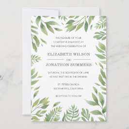 Invitación Sencilla vegetación moderna Elegante Boda Rústico