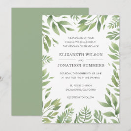 Invitación Sencilla vegetación moderna Elegante Boda Rústico