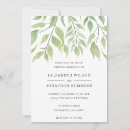 Invitación Sencilla vegetación Rústica Elegante Boda