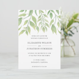 Invitación Sencilla vegetación Rústica Elegante Boda