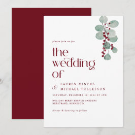 Invitación Sencilla Vid Boda de Invierno Moderna Borgoña