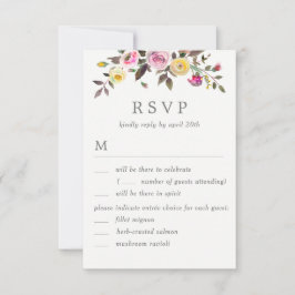 Invitación Sencilla y bonita respuesta de boda con opciones d