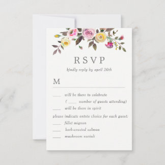 Invitación Sencilla y bonita respuesta de boda con opciones d